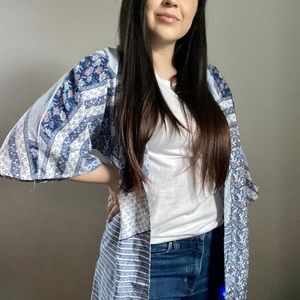 Women's Floral Print Loose Kimono Cardigan Cape